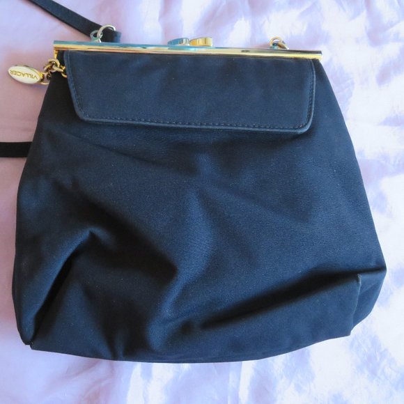 LIZ CLAIBORNE VILLAGER HANDBAG BLACK VINTAGE (643) - Picture 2 of 7